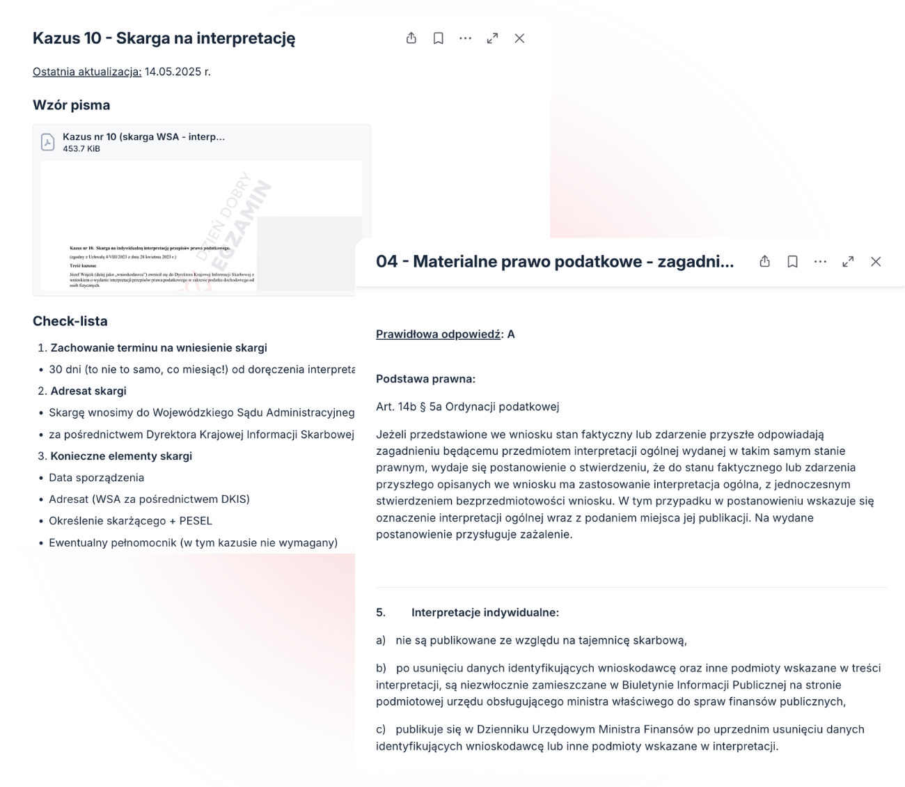 Podgląd części pisemnej