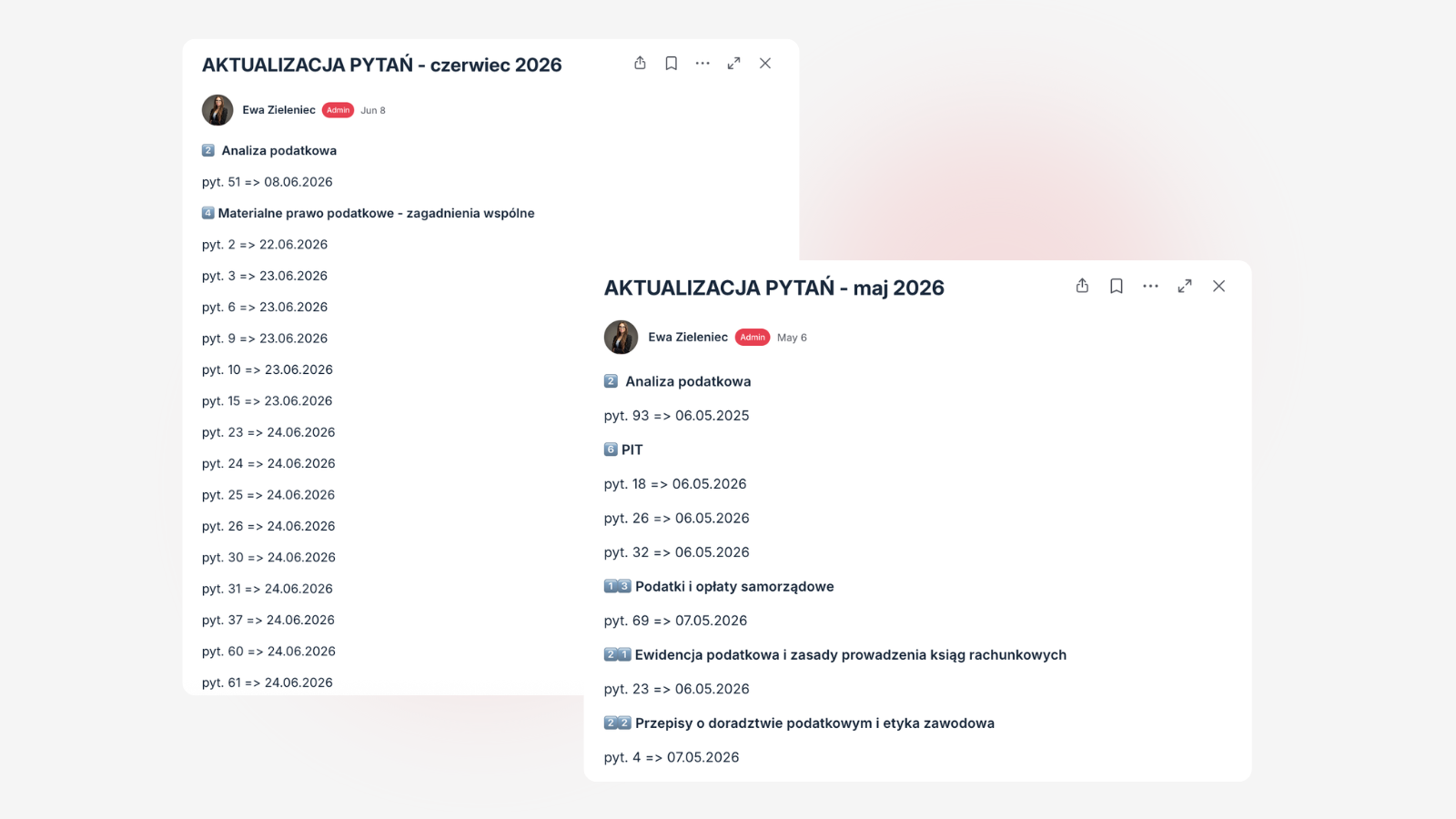Screen: Bieżące aktualizacje
