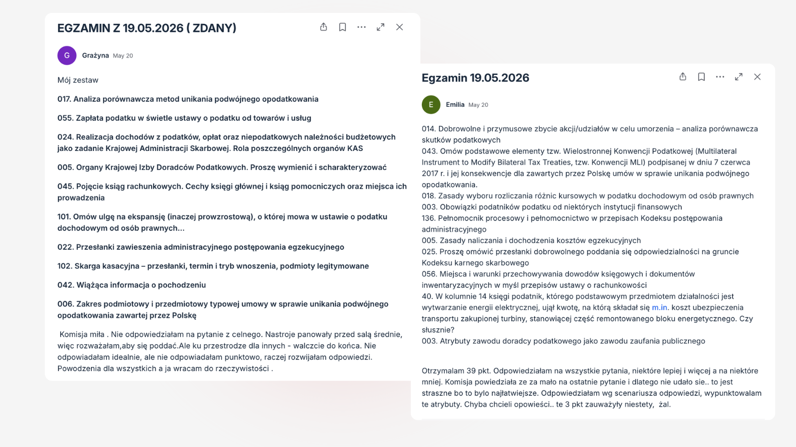 Screen: Zestawy egzaminacyjne